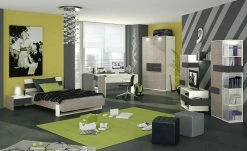 Anbau-Nachtkommode Holly | Treibholz (Nachbildung) / Weiß / Anthrazit