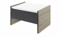 Nachtkommode Holly | Treibholz (Nachbildung) / Weiß / Anthrazit Nein 34|cm