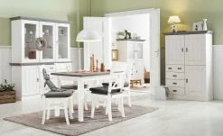 maison bleue Esstisch massiv Florian | Weiß / Grau ca. 120x78 cm