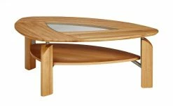 Couchtisch aus Asteiche mit Glas Heka