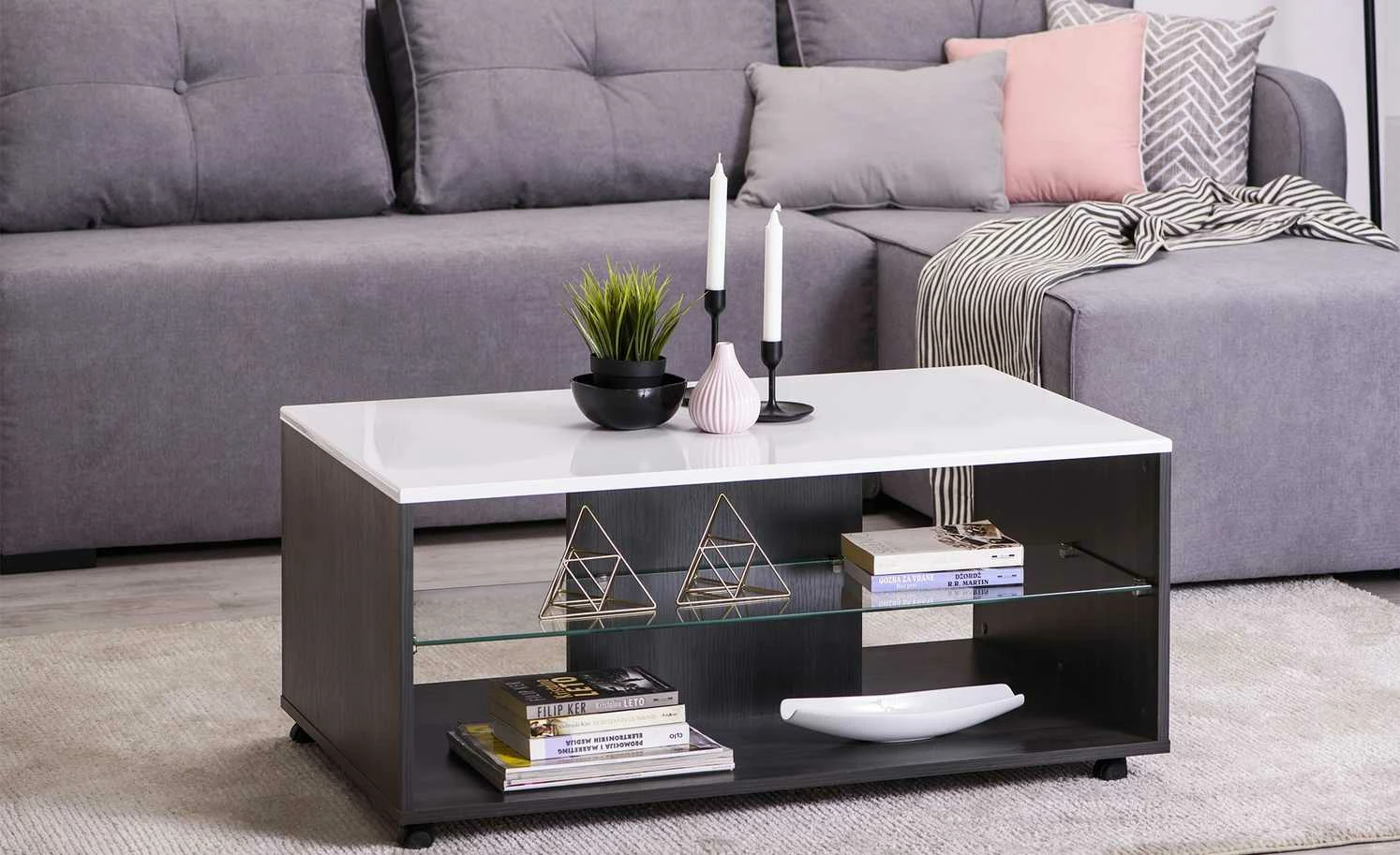 Couchtisch Palmarola Couchtisch Palmarola | Eiche Schwarzbraun (Nachbildung) / Weiß -Tische Verkäufe 11326828 11 201908190923