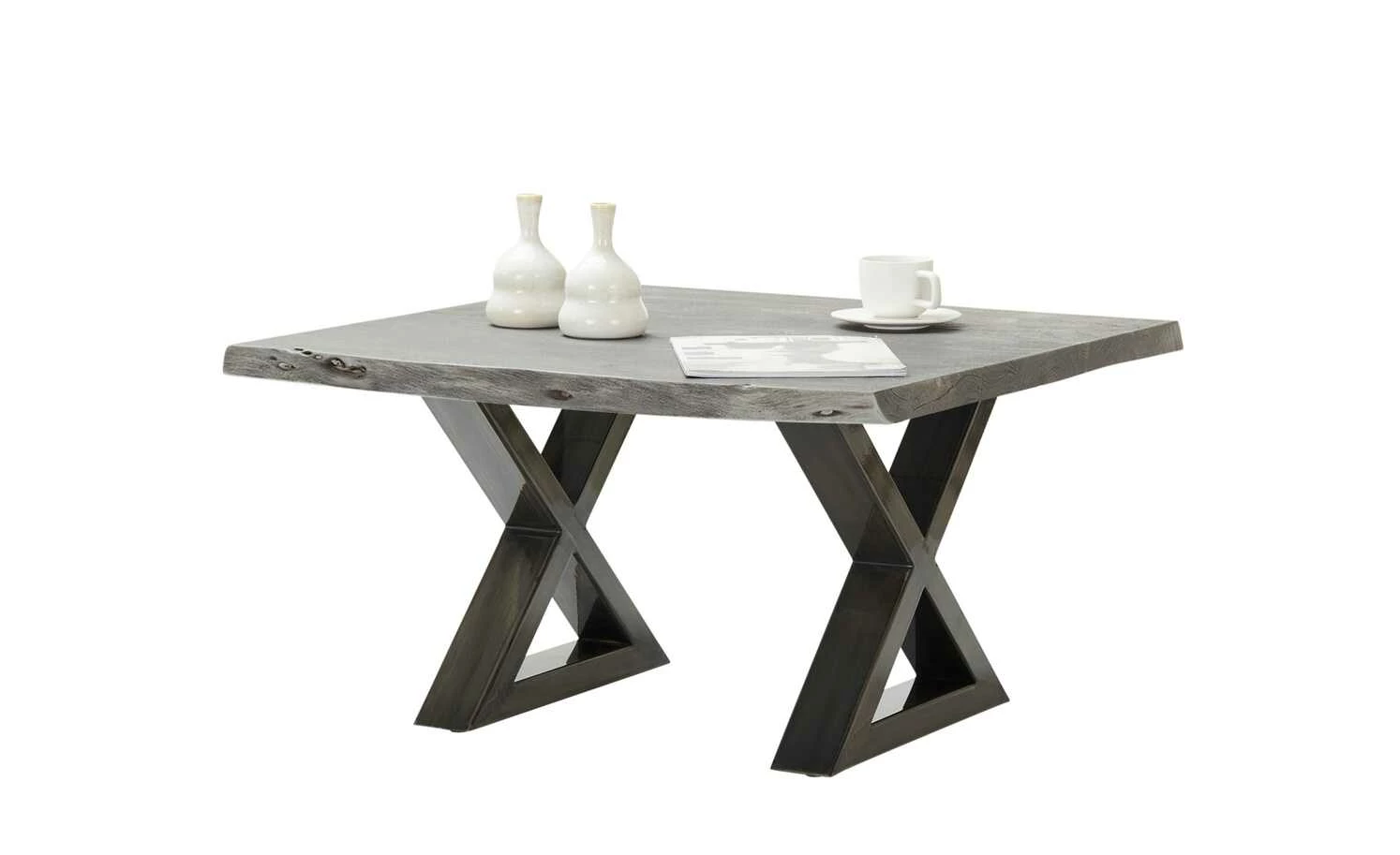 Woodford Couchtisch Alabria Woodford Couchtisch Alabria | Akazie Grau 75 x 75 cm Antikgrau Gestell in X-Form -Tische Verkäufe 11327322 4 202205311237