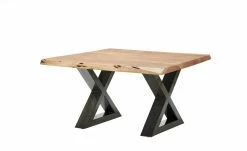 Woodford Couchtisch Alabria | Akazie Natur 75 x 75 cm Antikgrau Gestell in X-Form