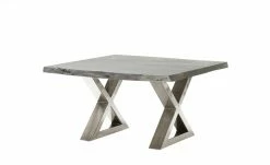 Woodford Couchtisch Alabria | Akazie Grau 75 x 75 cm edelstahlfarbig Gestell in X-Form