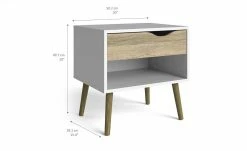 Nachtkommode Ogna | Weiß / Eiche (Nachbildung) -Tische Verkäufe 12106227 10 201905070908