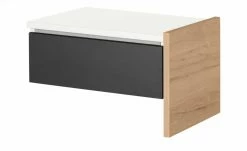Anbau-Nachtkommode Holly | Weiß / Hickory (Nachbildung) / Anthrazit