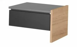 Anbau-Nachtkommode Holly | Mittelgrau / Hickory (Nachbildung) / Anthrazit