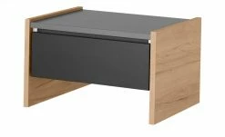 Nachtkommode Holly | Mittelgrau / Hickory (Nachbildung) / Anthrazit Nein 34|cm