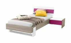 Anbau-Nachtkommode Holly | Weiß / Treibholz (Nachbildung) / Fuchsia