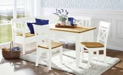 maison bleue Esstisch massiv Florian | Weiß / laugenfarben ca. 140x90 cm