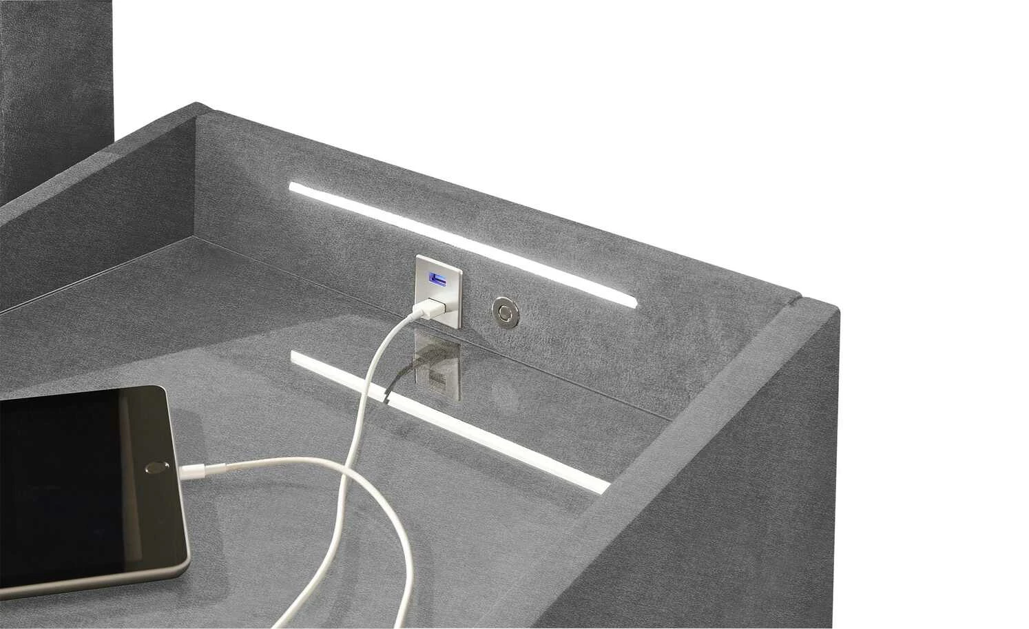 meinBett Nachtkonsole mit LED-Beleuchtung und USB-Anschluss Moon meinBett Nachtkonsole mit LED-Beleuchtung und USB-Anschluss Moon | Grau -Tische Verkäufe 13126073 4 202101061029