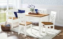 maison bleue Esstisch massiv Florian | Weiß / bernsteinfarben ca. 140x90 cm