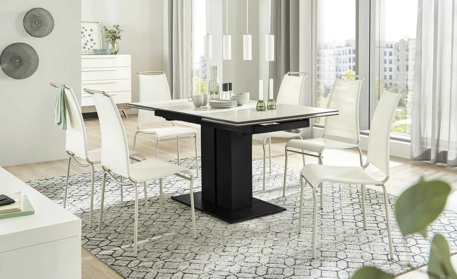 Connubia Säulentisch ausziehbar Pegaso Connubia Säulentisch ausziehbar Pegaso | Salzweiß Schwarz -Tische Verkäufe 13307988 5 202204292232