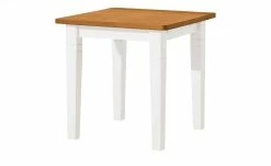 maison bleue Esstisch massiv Florian | Weiß / bernsteinfarben ca. 78x78 cm