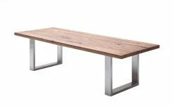 Woodford Kufen-Esstisch massiv Lavello | Eiche Bassano Edelstahl ca. 180x100 cm