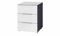 Nachtkommode Vitreo | Anthrazit / Weiß Abdeckplatte mit zusätzlichem Glas