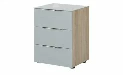 Nachtkommode Vitreo | Eiche Sägerau (Nachbildung) / Seidengrau Abdeckplatte mit zusätzlichem Glas