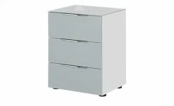 Nachtkommode Vitreo | Weiß / Seidengrau Abdeckplatte mit zusätzlichem Glas