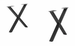 Tischgestell Tuxa massiv | Schwarz X-Form (schmal)