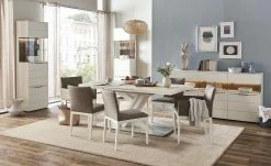 Berger & Rath Säulentisch ausziehbar Trix | Weiß-Creme 160|cm