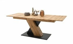 Säulentisch ausziehbar Balu | X-Säule Wildeiche Schwarz-Grau 140|cm -Tische Verkäufe 14307491 10 202102102232