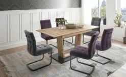 Säulentisch ausziehbar Balu | U-Säule Kernbuche Schwarz-Grau 140|cm