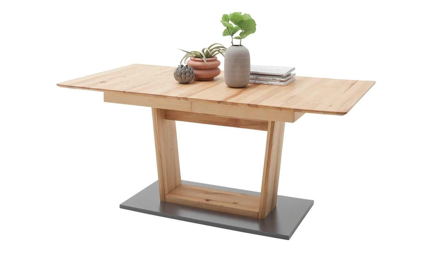 Säulentisch ausziehbar Balu Säulentisch ausziehbar Balu | U-Säule Kernbuche Grau-aluminiumfarben 140|cm -Tische Verkäufe 14307501 9 202102102233