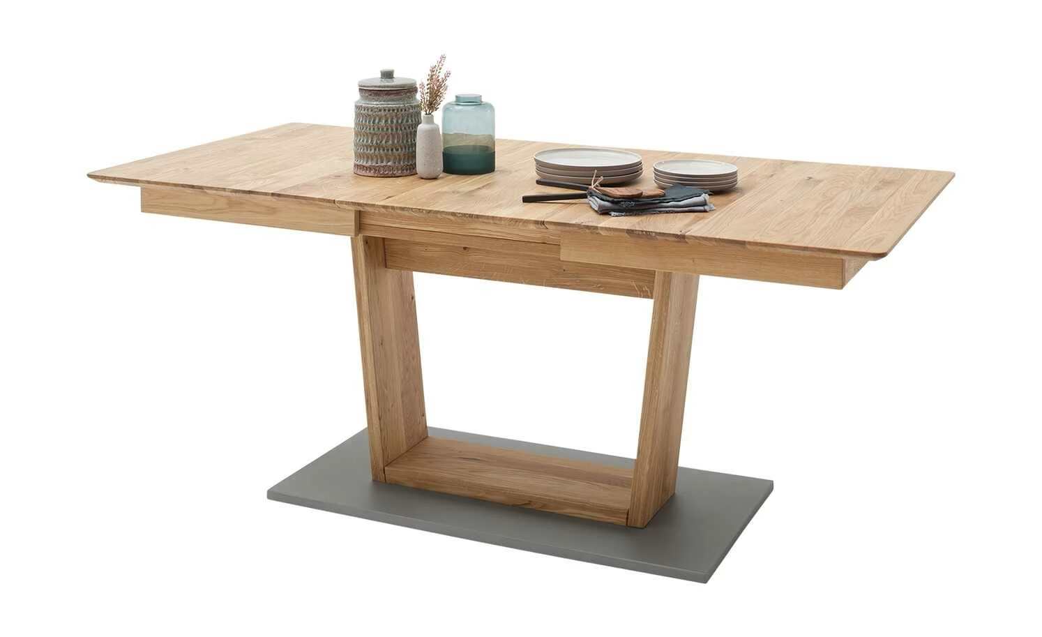 Säulentisch ausziehbar Balu Säulentisch ausziehbar Balu | U-Säule Wildeiche Grau-aluminiumfarben 140|cm -Tische Verkäufe 14307502 9 202102102232