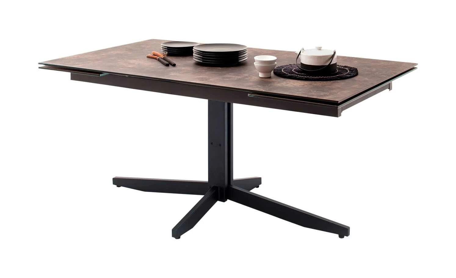 HPL/Glas-Säulentisch ausziehbar Minni HPL/Glas-Säulentisch ausziehbar Minni | Steinoptik Braun -Tische Verkäufe 14307508 2 202011182242