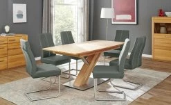 Woodford Säulentisch massiv ausziehbar Tristan | ca. 180x90 cm mit 1 Einlegeplatte