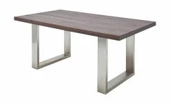 Woodford Kufen-Esstisch massiv Lavello | Eiche verwittert Edelstahl ca. 200x100 cm