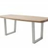 Woodford Kufentisch massiv Calotta | 180|cm Natur Trapez-Form Edelstahl