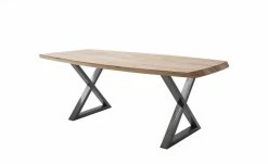 Woodford Kufentisch massiv Calotta | 180|cm Natur X-Form Antikgrau
