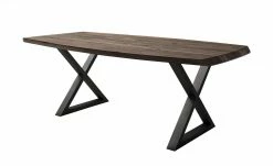 Woodford Kufentisch massiv Calotta | 220|cm Walnut (Braun) X-Form Anthrazit