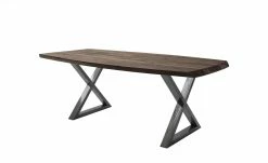 Woodford Kufentisch massiv Calotta | 180|cm Walnut (Braun) X-Form Antikgrau