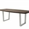 Woodford Kufentisch massiv Calotta | 180|cm Walnut (Braun) Trapez-Form Edelstahl
