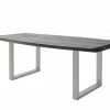 Woodford Kufentisch massiv Calotta | 180|cm Grau sandgestrahlt U-Form Edelstahl