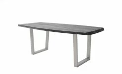 Woodford Kufentisch massiv Calotta | 180|cm Grau sandgestrahlt Trapez-Form Edelstahl