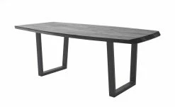 Woodford Kufentisch massiv Calotta | 220|cm Grau sandgestrahlt Trapez-Form Anthrazit