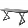 Woodford Kufentisch massiv Calotta | 180|cm Grau sandgestrahlt X-Form Antikgrau