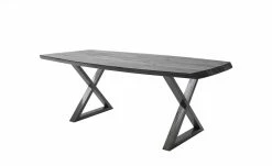 Woodford Kufentisch massiv Calotta | 180|cm Grau sandgestrahlt X-Form Antikgrau