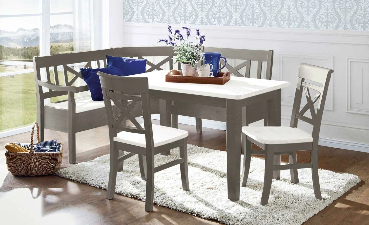 maison bleue Esstisch massiv Florian maison bleue Esstisch massiv Florian | Grau / Weiß ca. 140x90 cm -Tische Verkäufe 15301792 1 202108131411