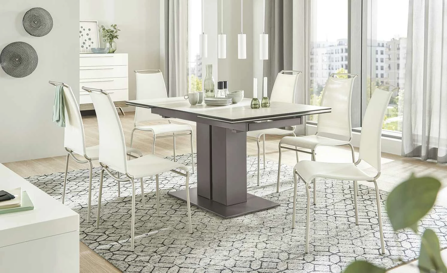 Connubia Säulentisch ausziehbar Pegaso Connubia Säulentisch ausziehbar Pegaso | Salzweiß Taubengrau -Tische Verkäufe 15305232 8 202205021317