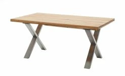 Woodford Massivholztisch ausziehbar Sovis | Wildeiche / Edelstahl ca. 180x100 cm