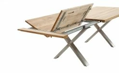 Woodford Massivholztisch ausziehbar Sovis | Eiche Bianco / Edelstahl ca. 180x100 cm -Tische Verkäufe 15309017 12 202207142232